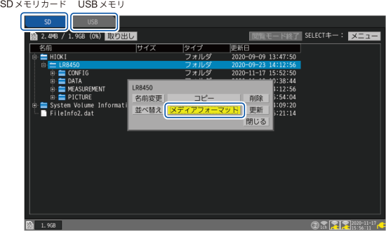 メディアのフォーマット